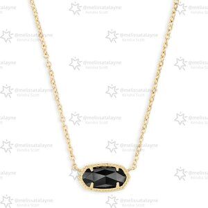Elisa Gold Pendant Necklace in Black Opaque Glass